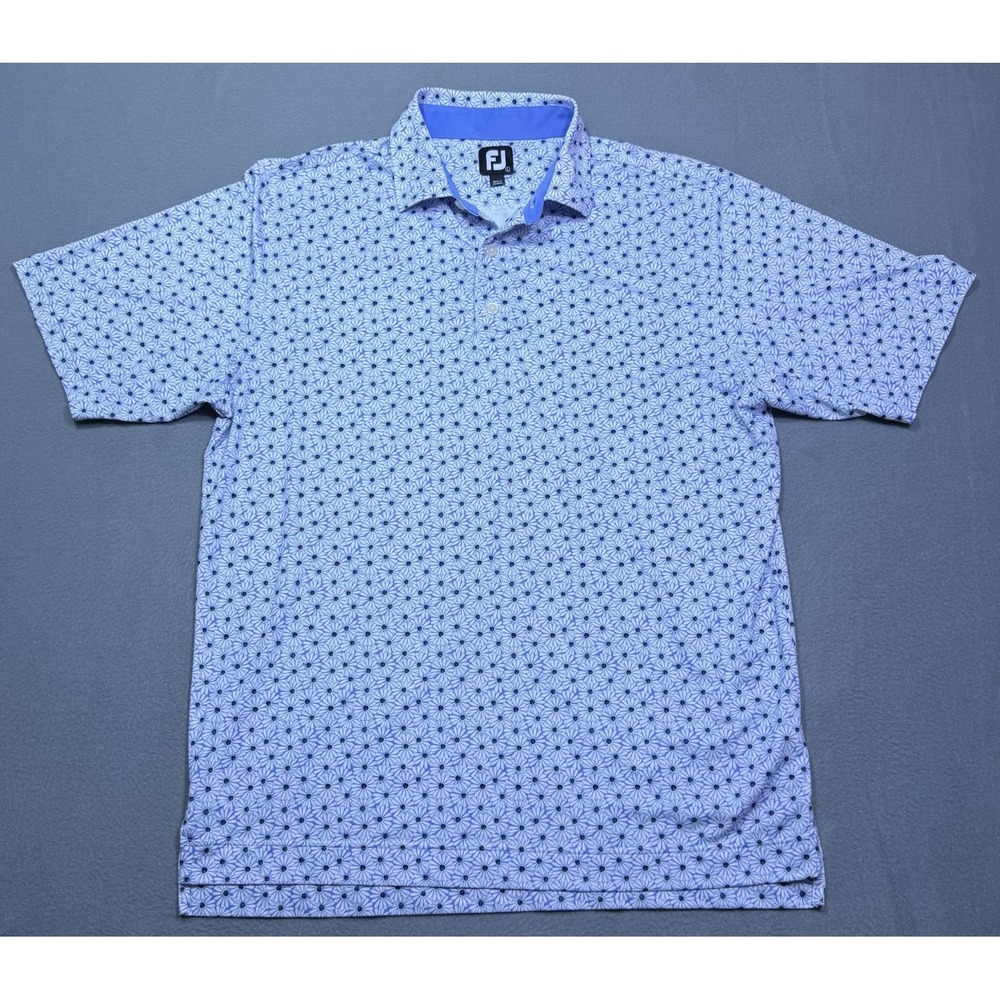 Footjoy Golf Polo Shirt Mens L Flower AOP Performance Stretch Athleisure